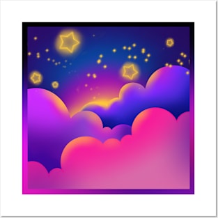 Simple Starry Sunset Posters and Art